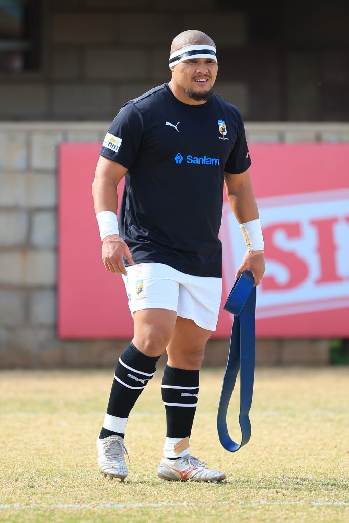 KIMBERLEY, SOUTH AFRICA - AUGUST 03:Sanlam Boland Cavaliers warming up during the Carling Currie Cup match between Suzuki Griquas and Sanlam Boland Cavaliers at Suzuki Stadium on August 03, 2025 in Kimberley, South Africa. (Photo by Danie Van Der Lith/Gallo Images)